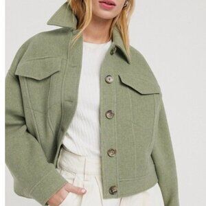 & Other Stories cropped pocket-detail jacket in pistachio green